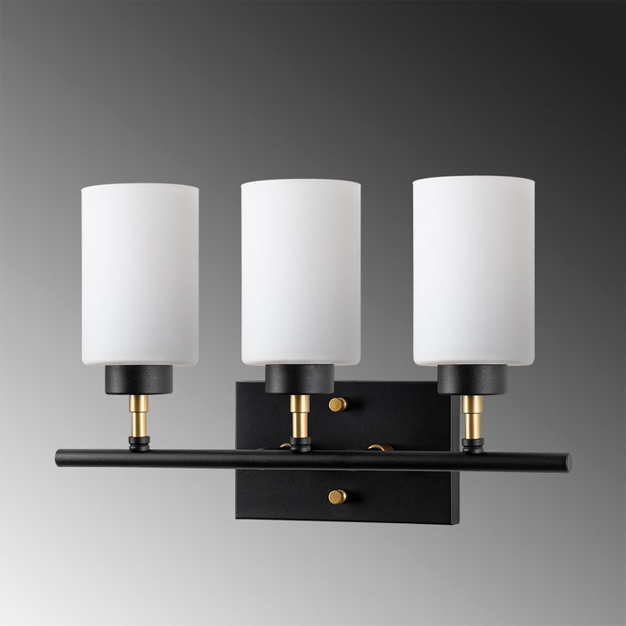 Opviq Lámpara de pared Negro y Oro con tapa de cristal